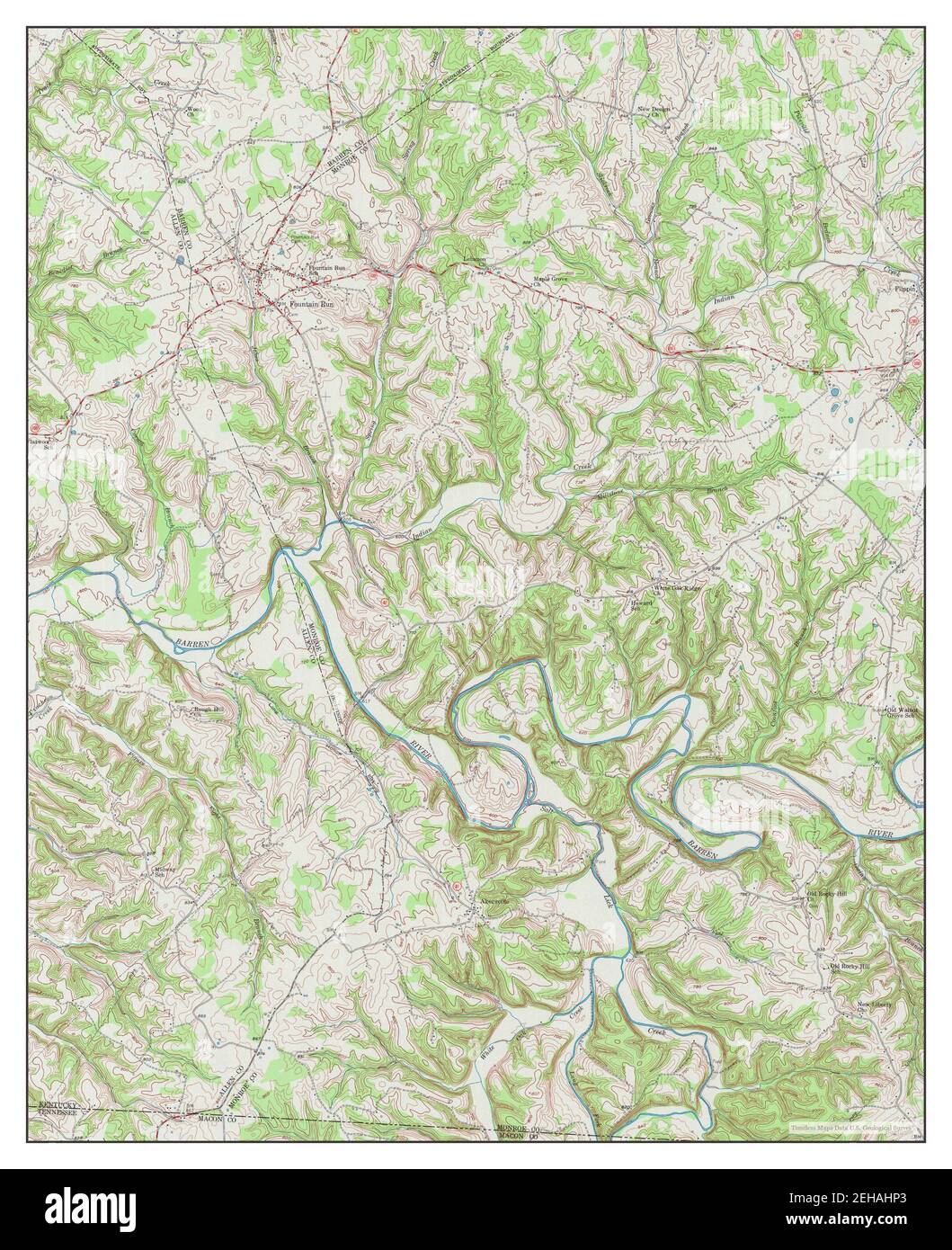 Fountain Run, Kentucky, map 1954, 124000, United States of America by