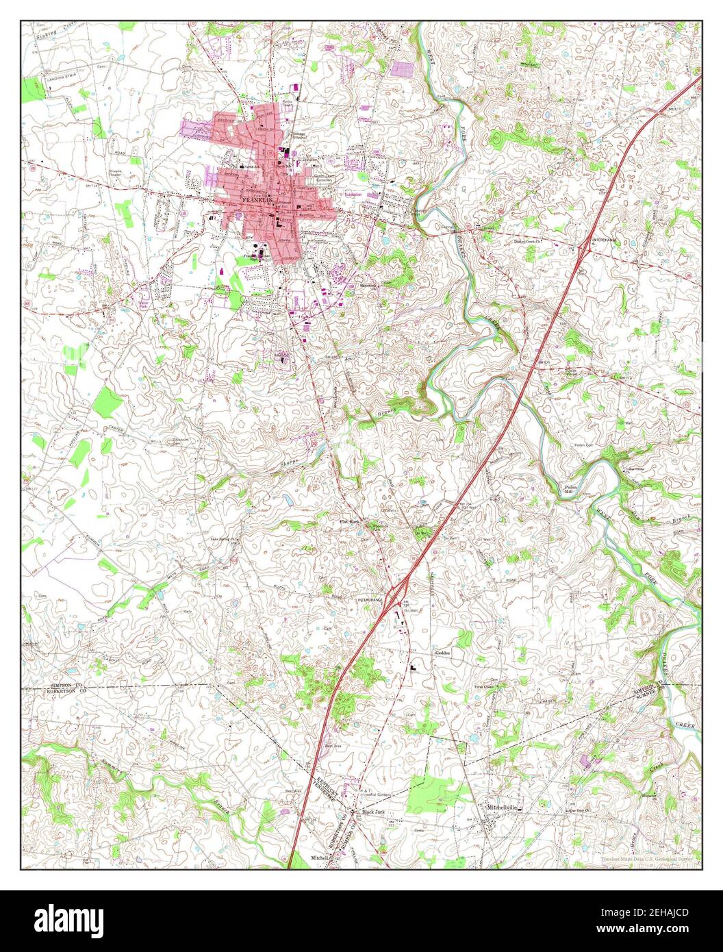 Franklin, Kentucky, map 1968, 124000, United States of America by Timeless Maps, data U.S