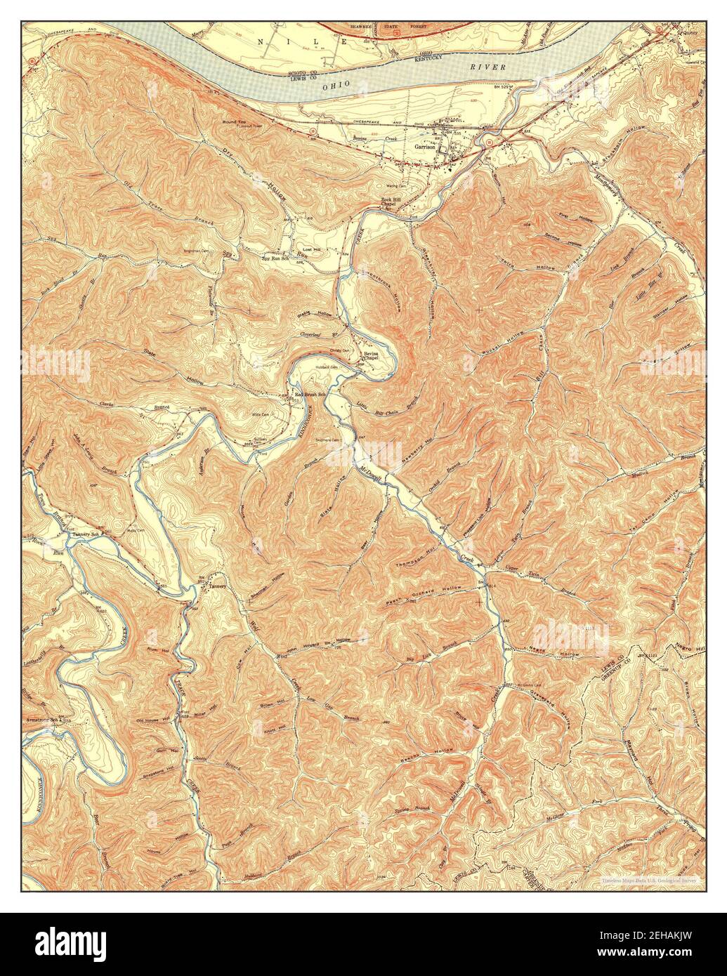 Garrison, Kentucky, map 1951, 124000, United States of America by