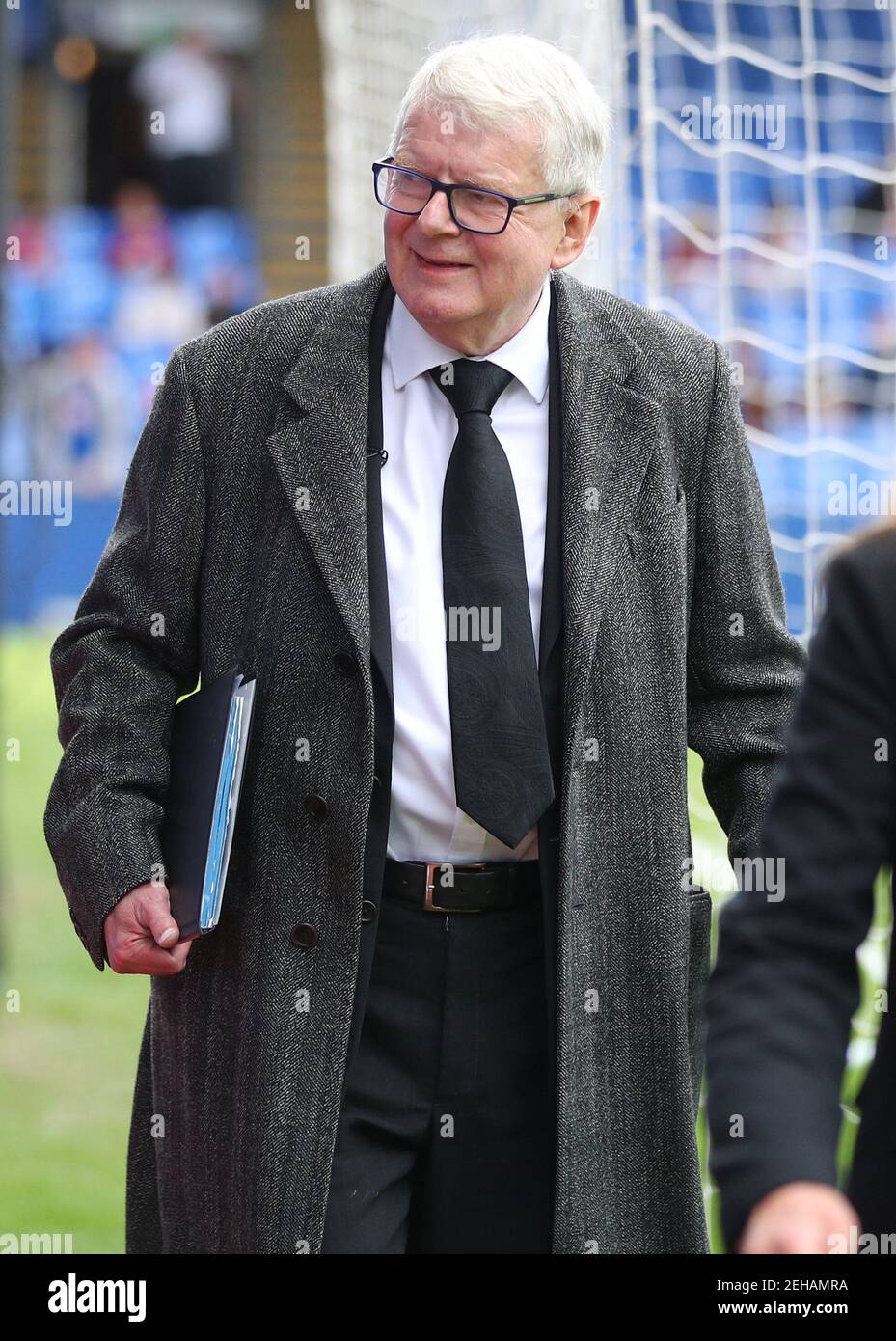 Soccer Football - Premier League - Crystal Palace vs West Bromwich Albion - Selhurst Park, London, Britain - May 13, 2018   Commentator John Motson inside the stadium before the match   REUTERS/Hannah McKay    EDITORIAL USE ONLY. No use with unauthorized audio, video, data, fixture lists, club/league logos or 'live' services. Online in-match use limited to 75 images, no video emulation. No use in betting, games or single club/league/player publications.  Please contact your account representative for further details. Stock Photo