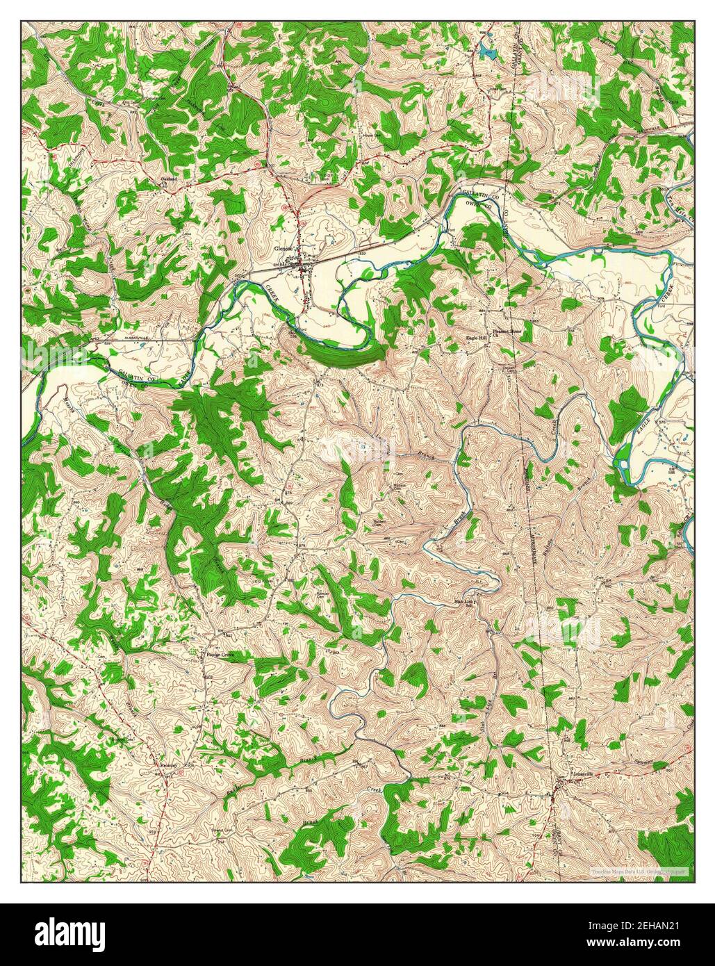 Glencoe, Kentucky, map 1950, 124000, United States of America by