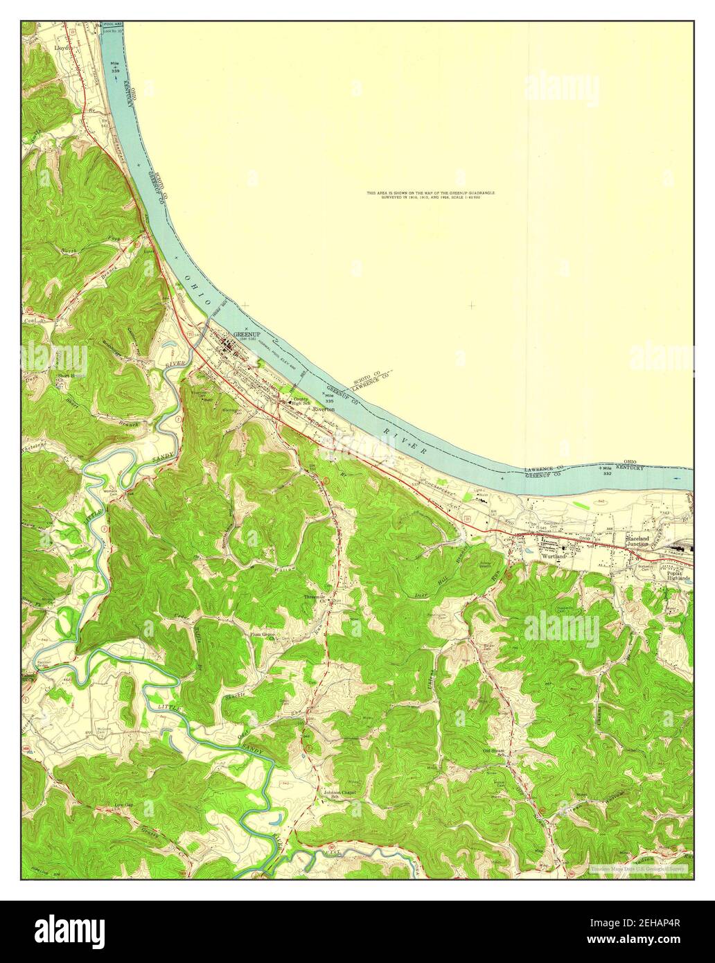 Greenup, Kentucky, map 1958, 124000, United States of America by