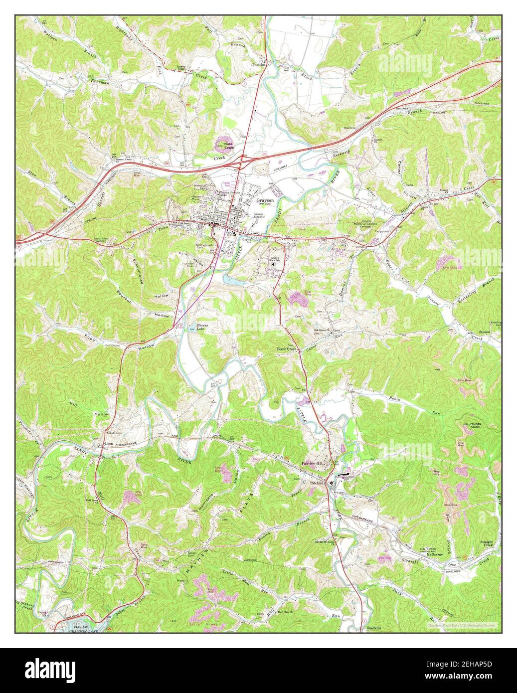 Grayson, Kentucky, map 1971, 124000, United States of America by Timeless Maps, data U.S