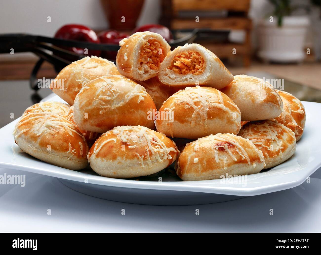 Brazilian snacks, pastel roast chicken Stock Photo Alamy