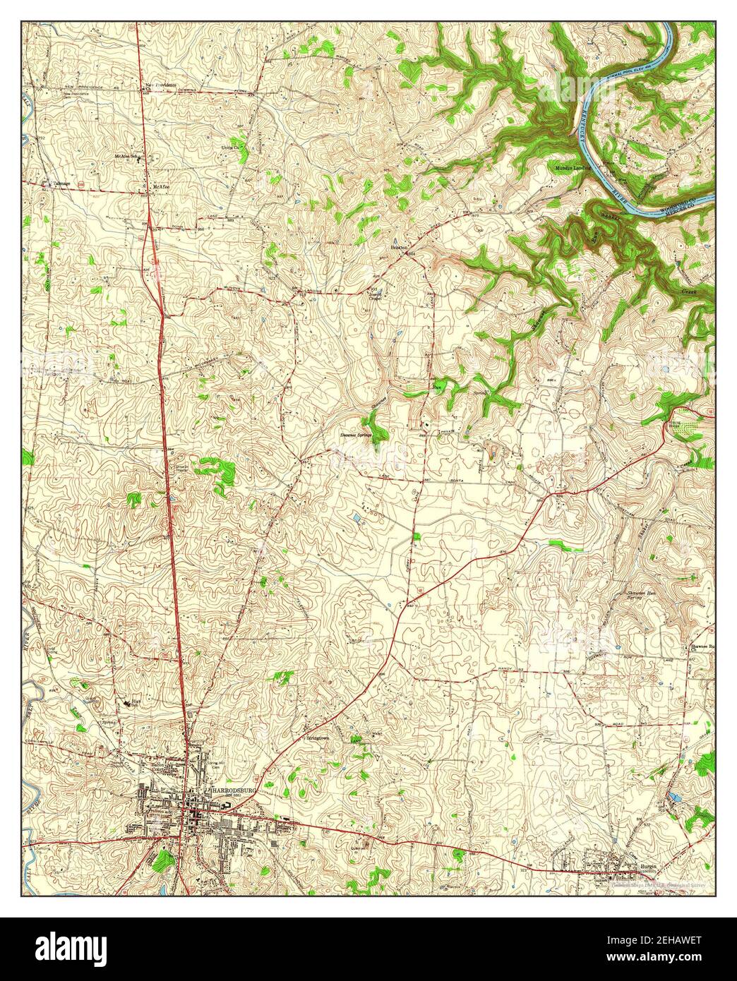 Harrodsburg, Kentucky, map 1959, 124000, United States of America by