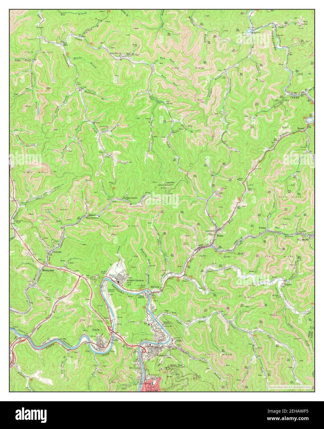 Hazard North, Kentucky, map 1972, 124000, United States of America by