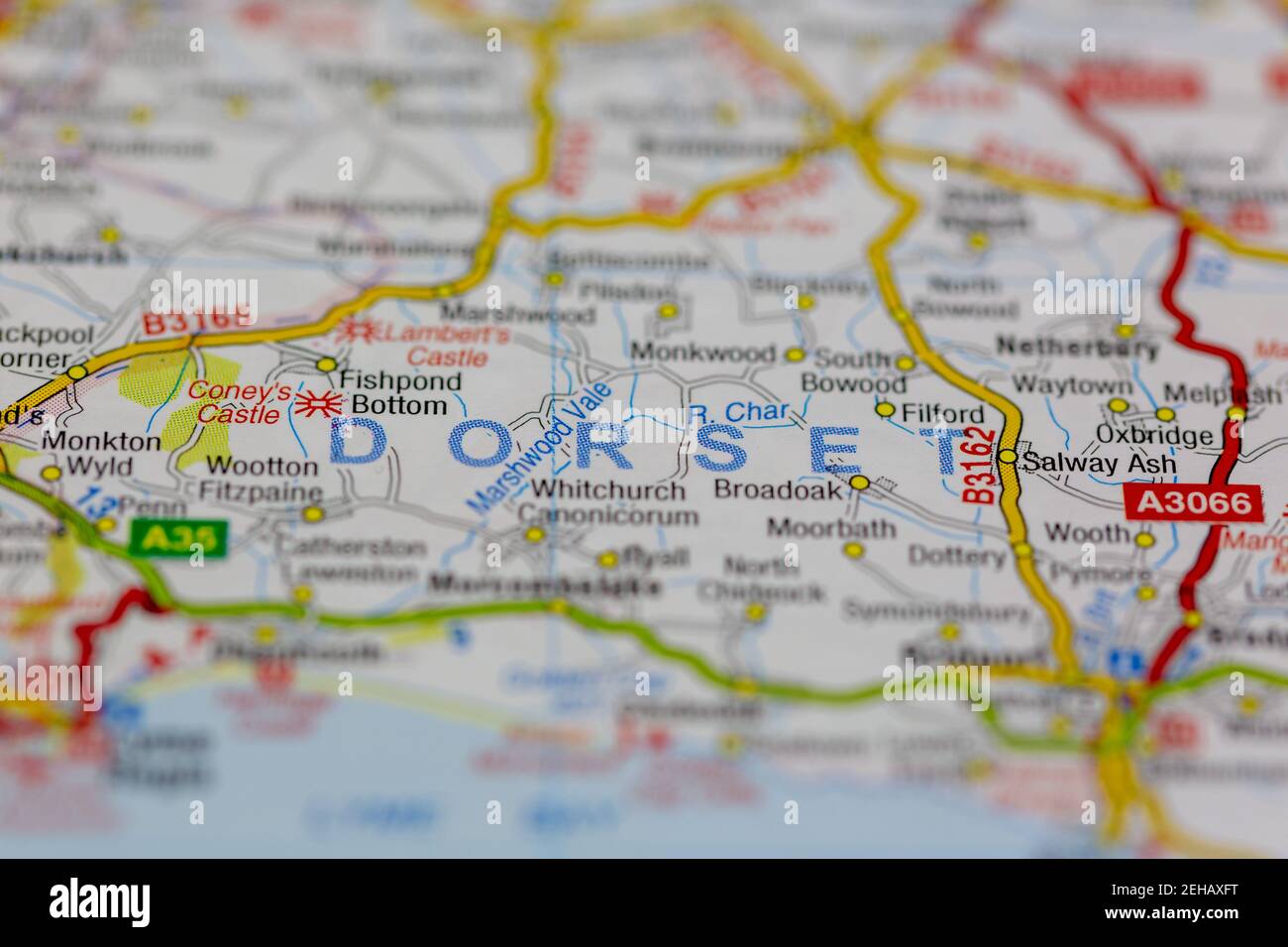 Road Map Of Dorset Dorset And Surrounding Areas Shown On A Road Map Or Geography Map Stock  Photo - Alamy