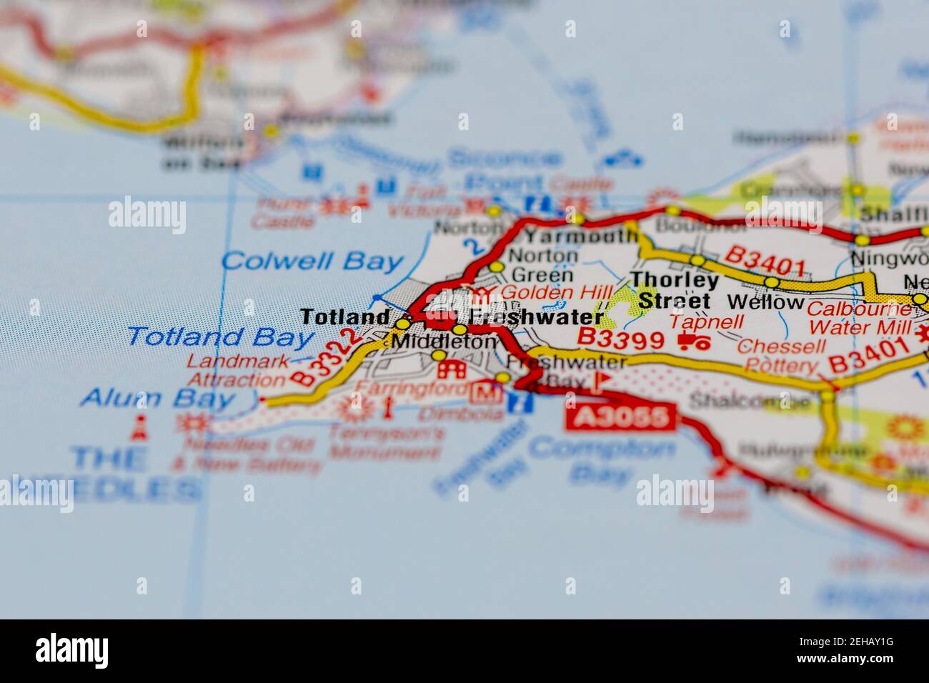 Freshwater Isle Of Wight Map Freshwater And Totland On The Isle Of Wight And Surrounding Areas Shown On  A Road Map Or Geography Map Stock Photo - Alamy