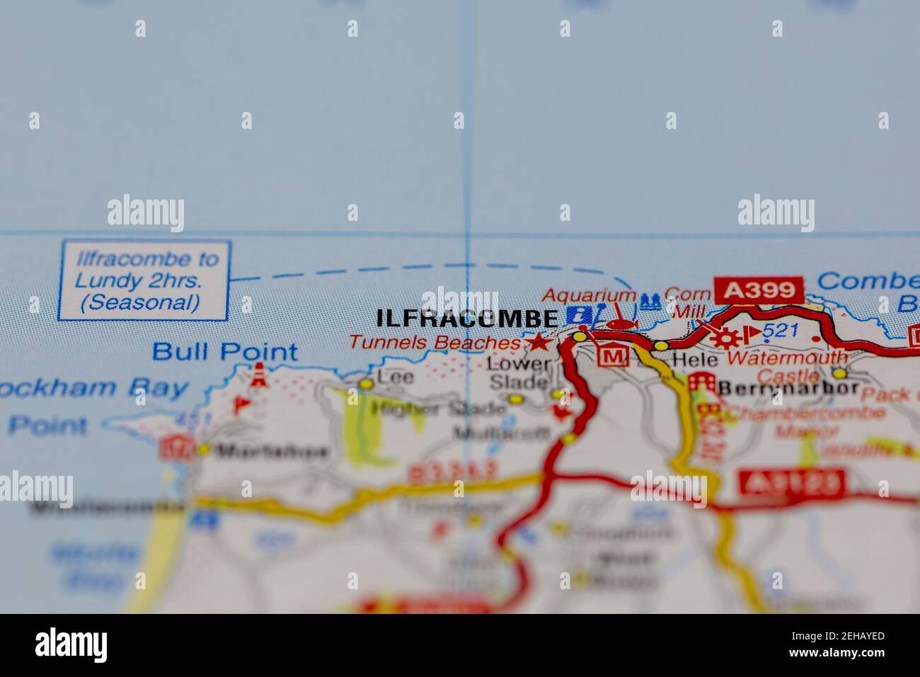 Map Of Ilfracombe And Surrounding Area Ilfracombe And Surrounding Areas Shown On A Road Map Or Geography Map Stock  Photo - Alamy