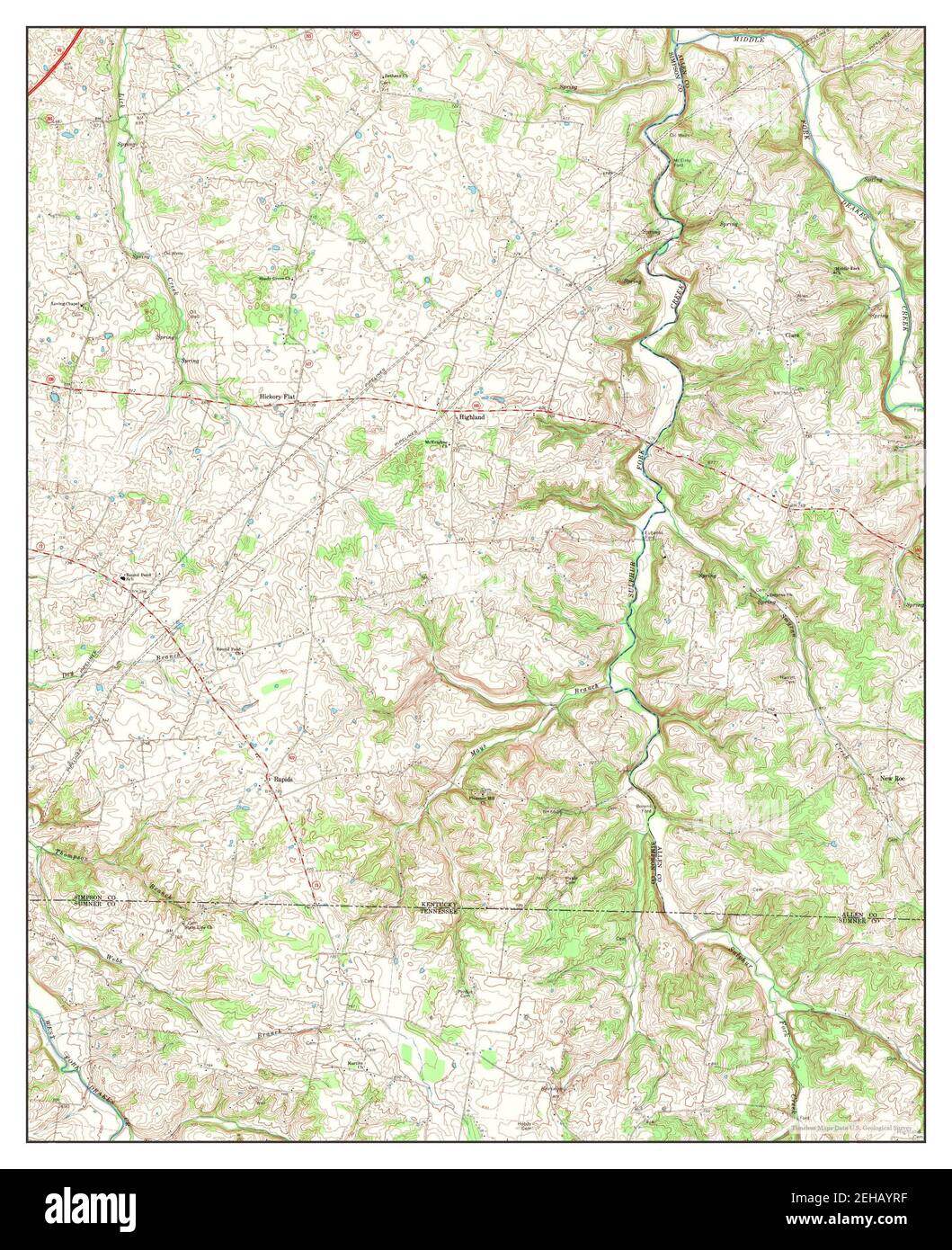 Hickory Flat, Kentucky, map 1967, 124000, United States of America by