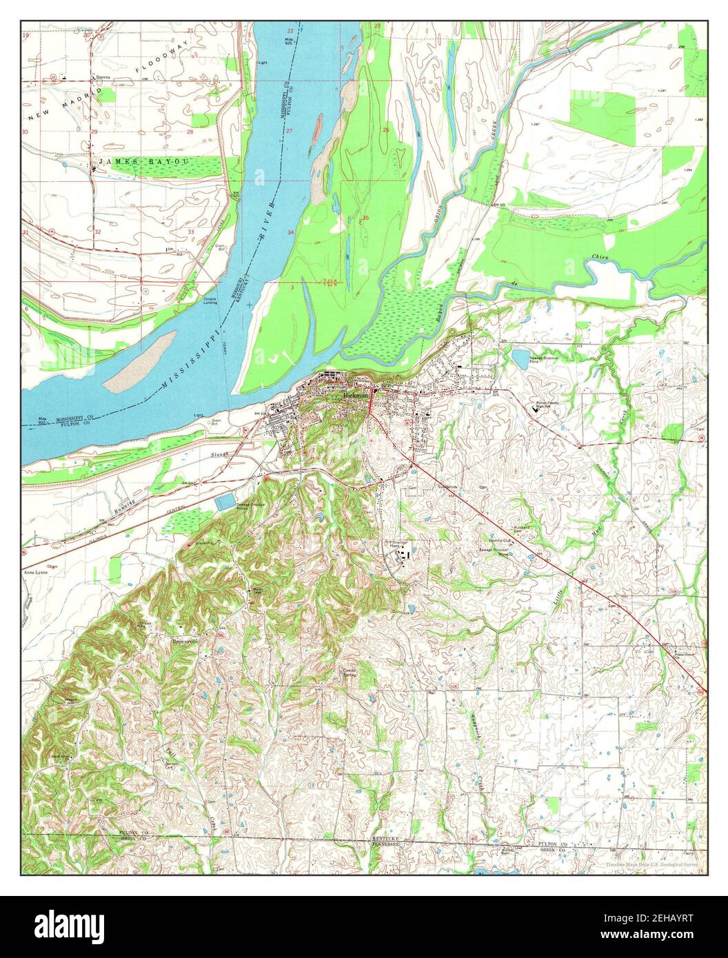 Hickman, Kentucky, map 1970, 124000, United States of America by Timeless Maps, data U.S