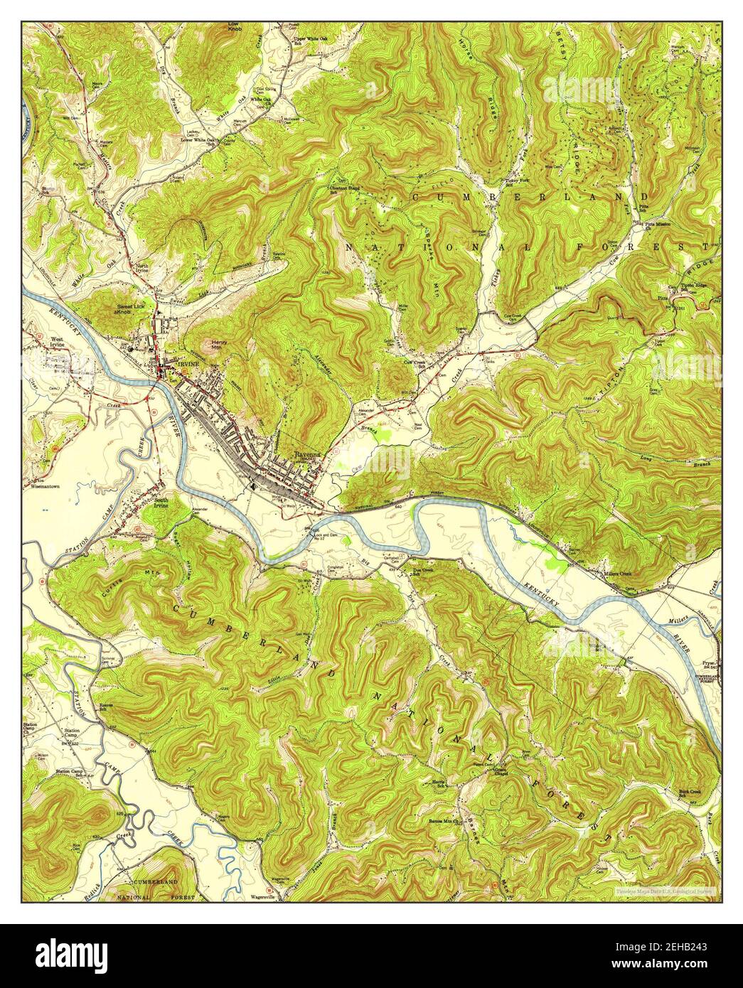 Irvine, Kentucky, map 1952, 124000, United States of America by