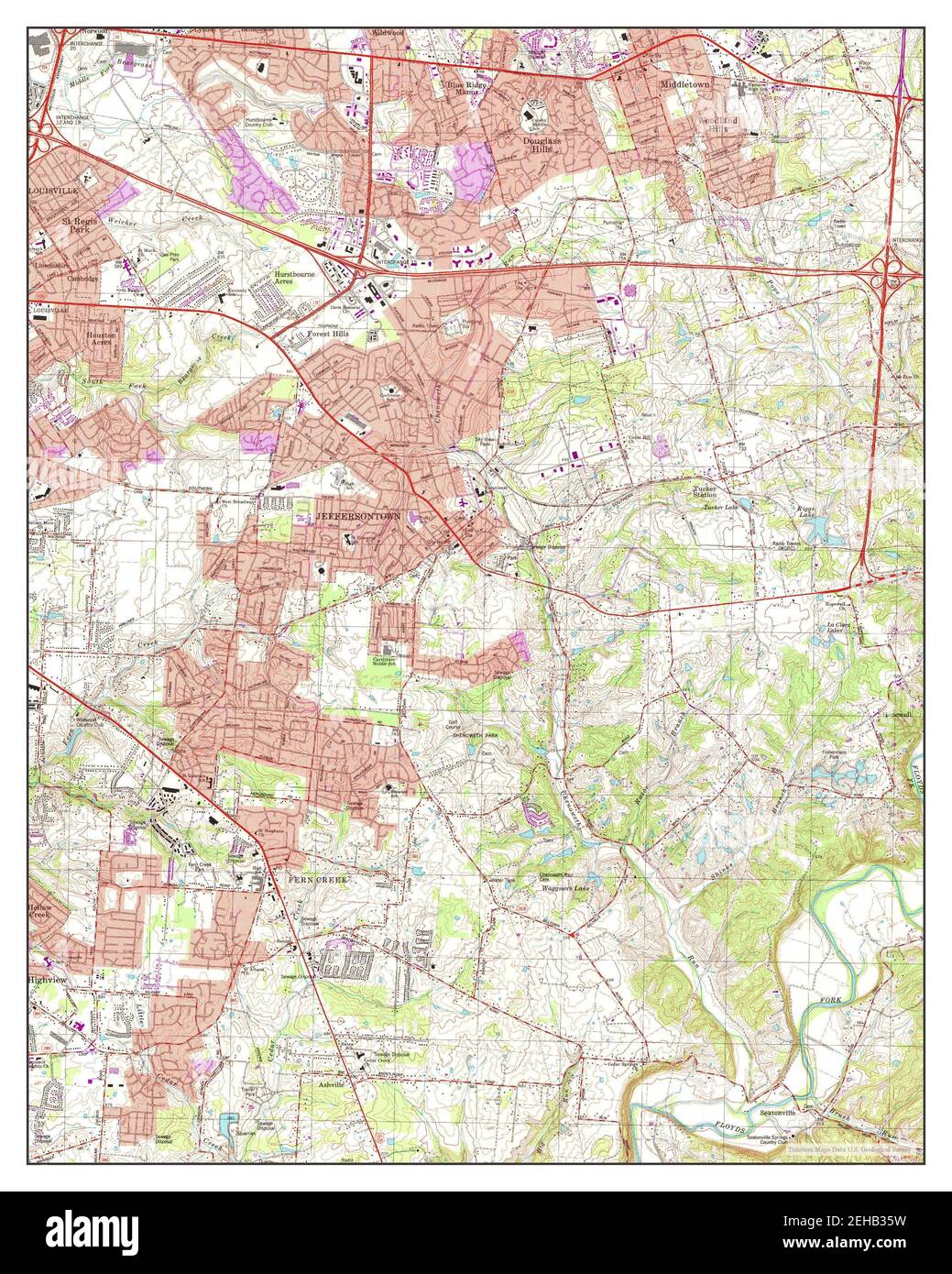 Jeffersontown, Kentucky, map 1984, 124000, United States of America by