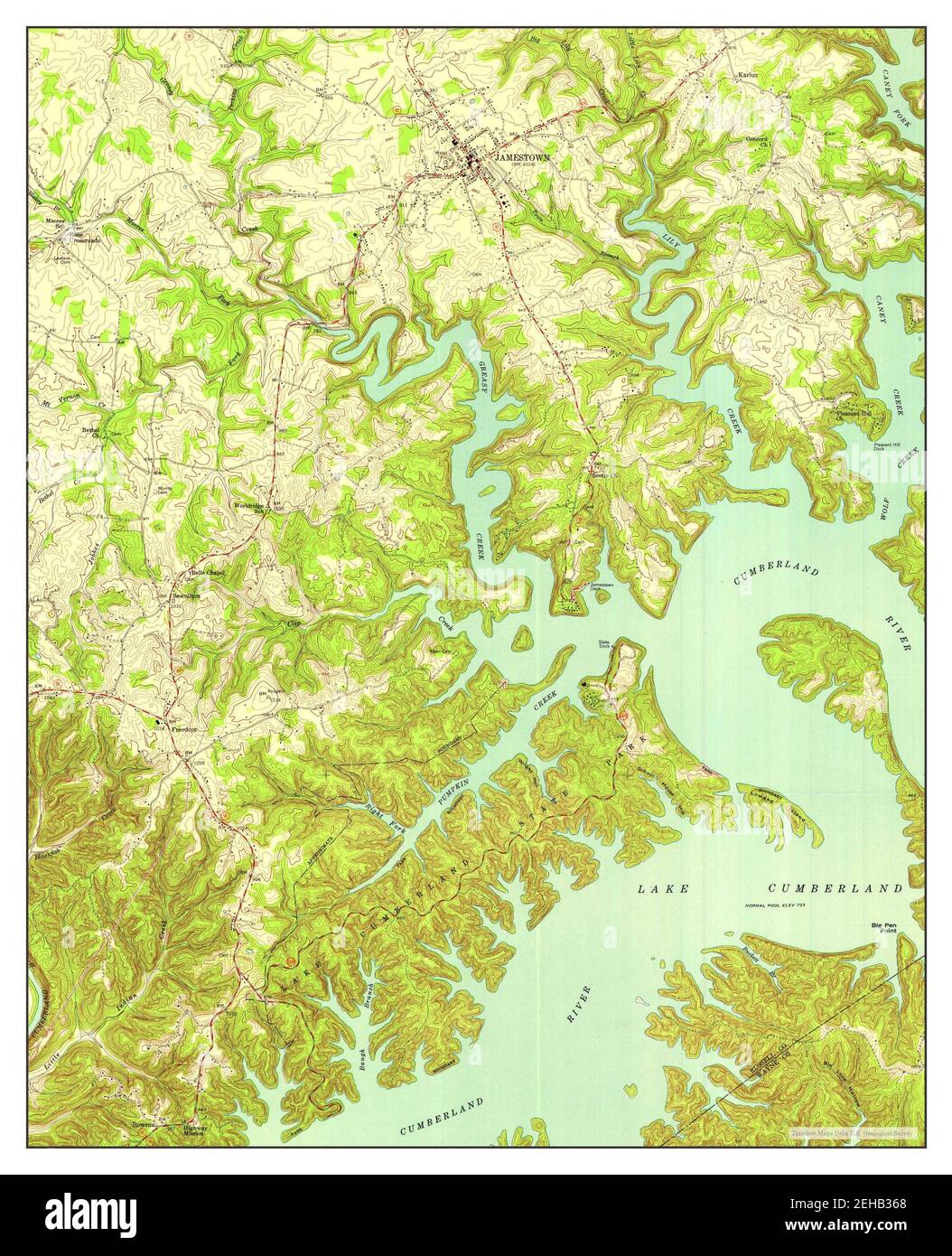 Jamestown, Kentucky, map 1953, 124000, United States of America by