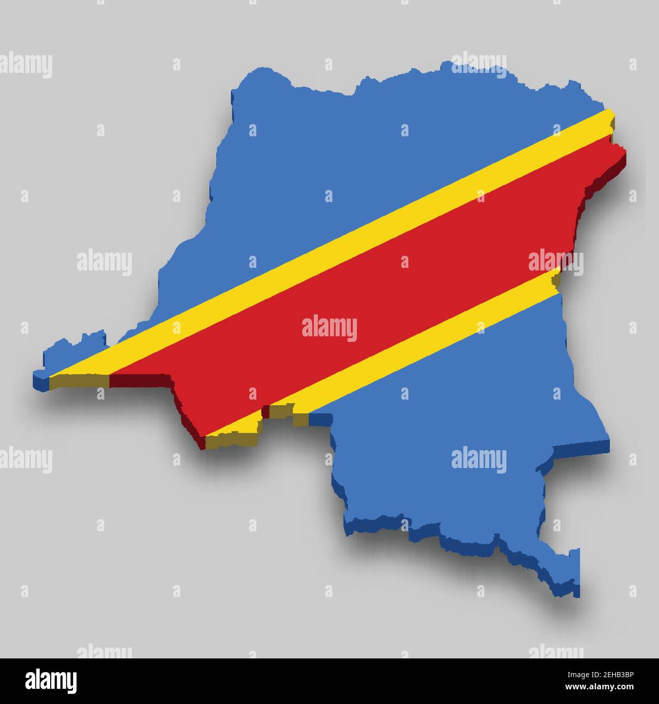 3d isometric Map of DR Congo with national flag. Vector Illustration ...