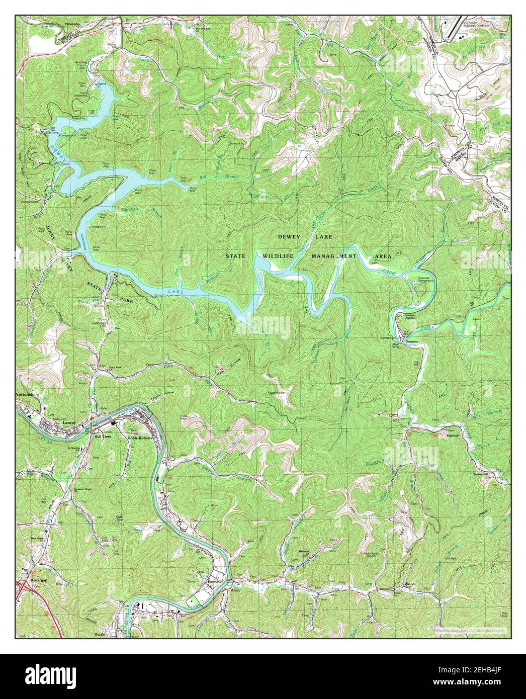 Lancer, Kentucky, map 1992, 124000, United States of America by