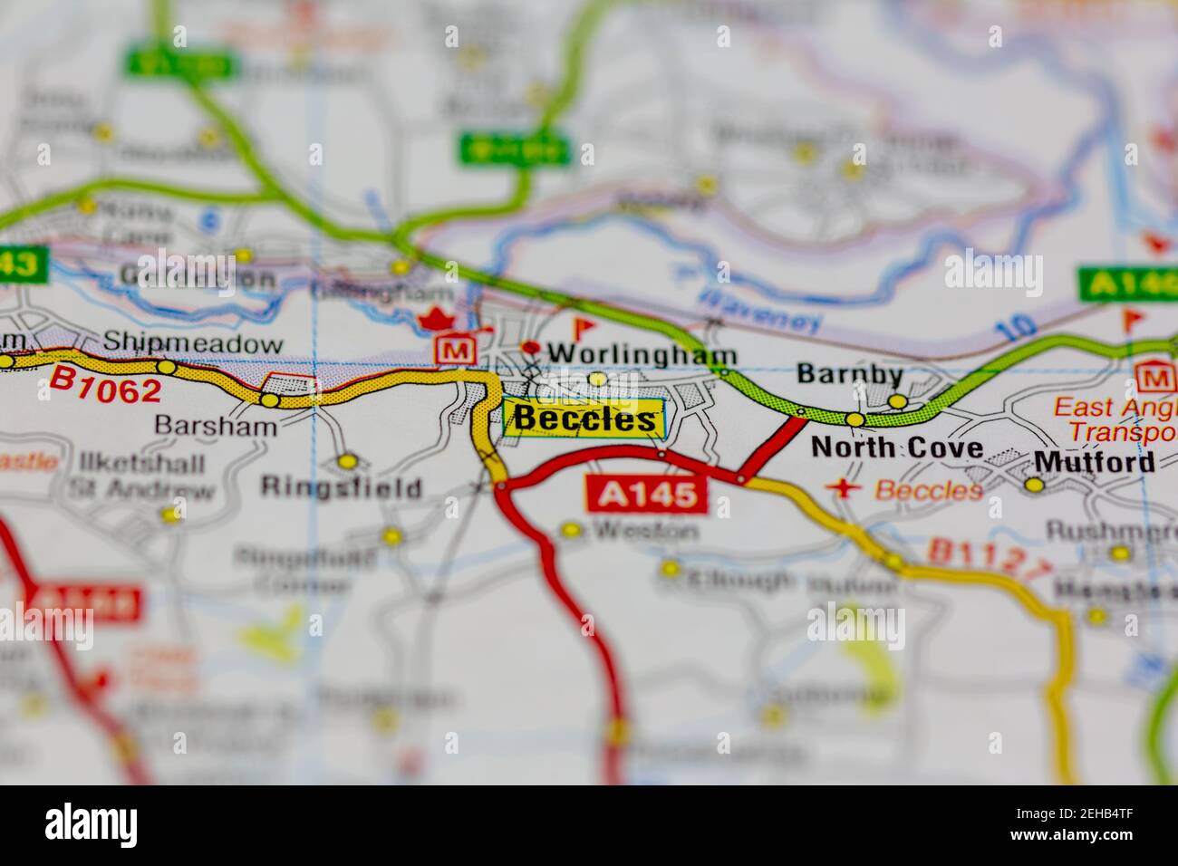 Map Of Beccles And Surrounding Area Beccles And Surrounding Areas Shown On A Road Map Or Geography Map Stock  Photo - Alamy