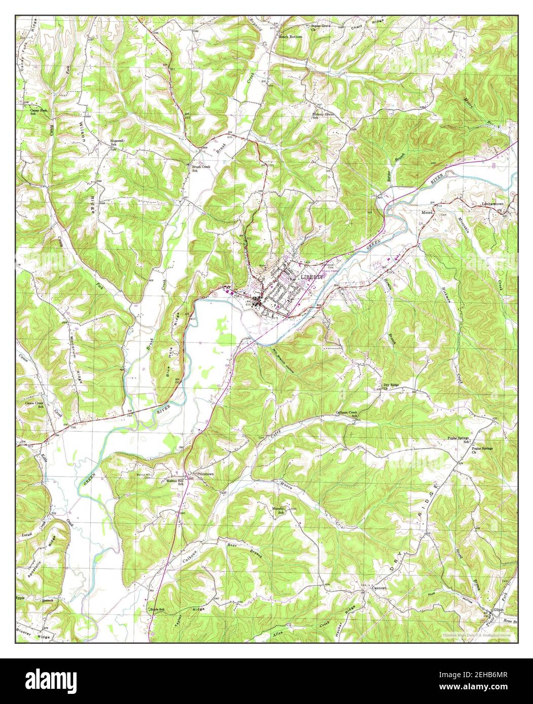 Liberty, Kentucky, map 1952, 124000, United States of America by