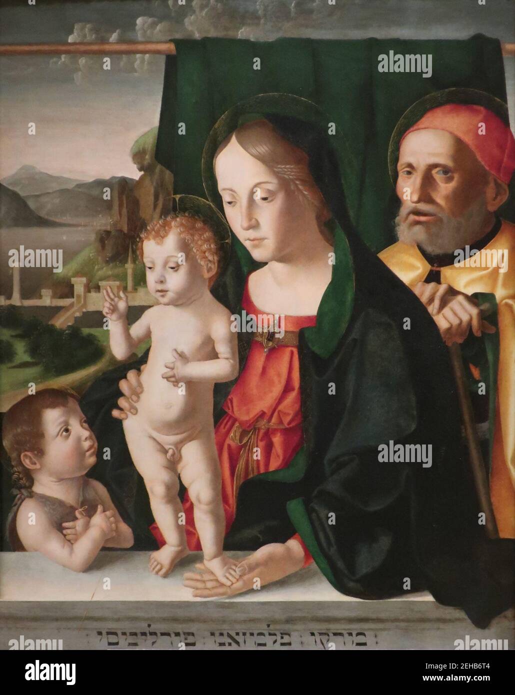 Holy family with infant st john the baptist hi-res stock photography ...