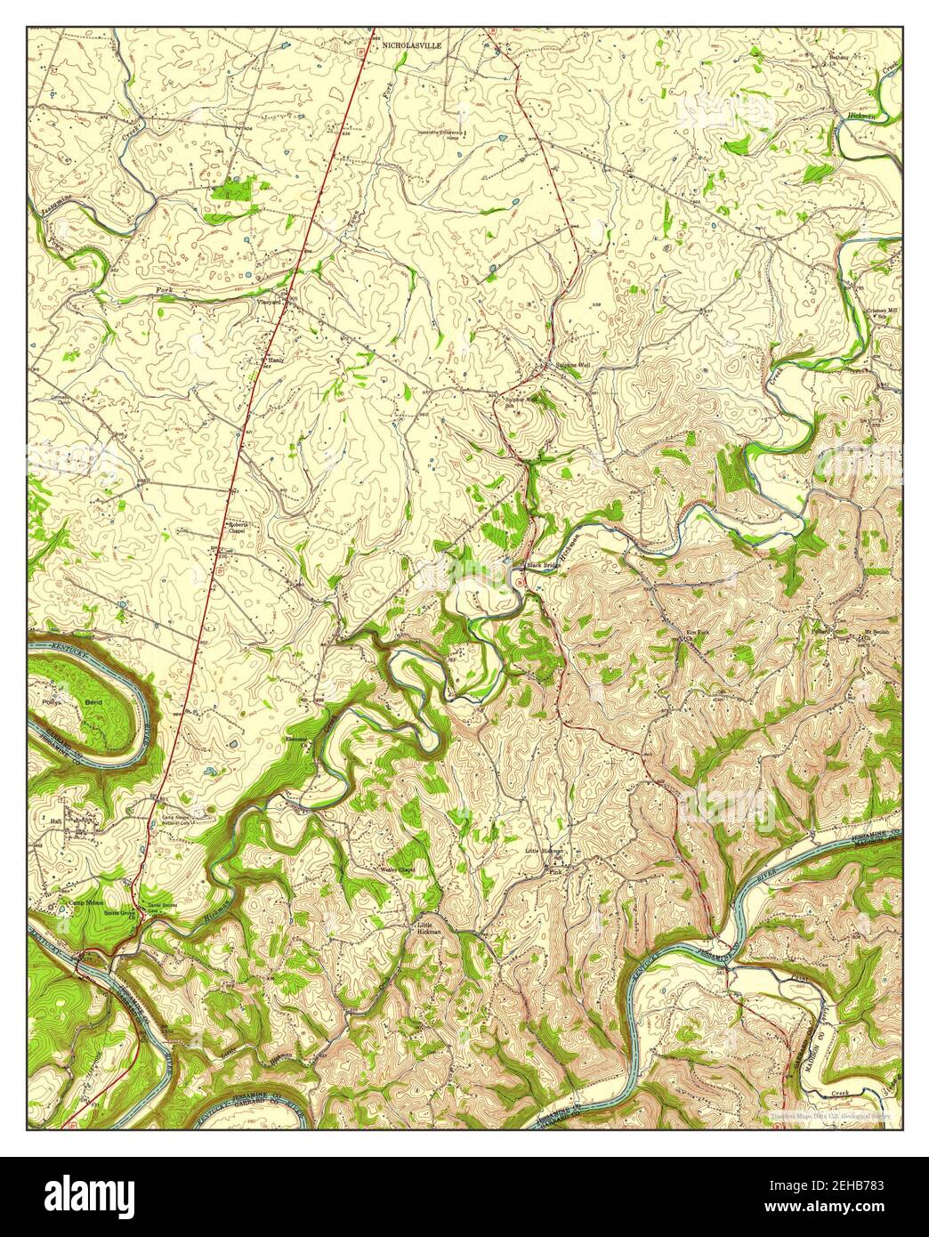 Little Hickman, Kentucky, map 1952, 124000, United States of America by Timeless Maps, data U.S