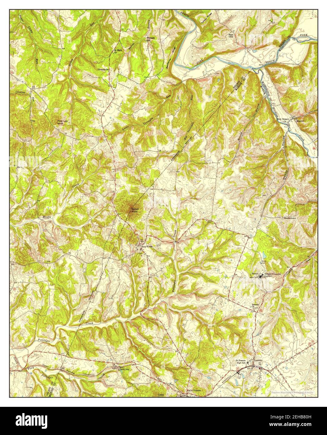 Loretto, Kentucky, map 1953, 124000, United States of America by