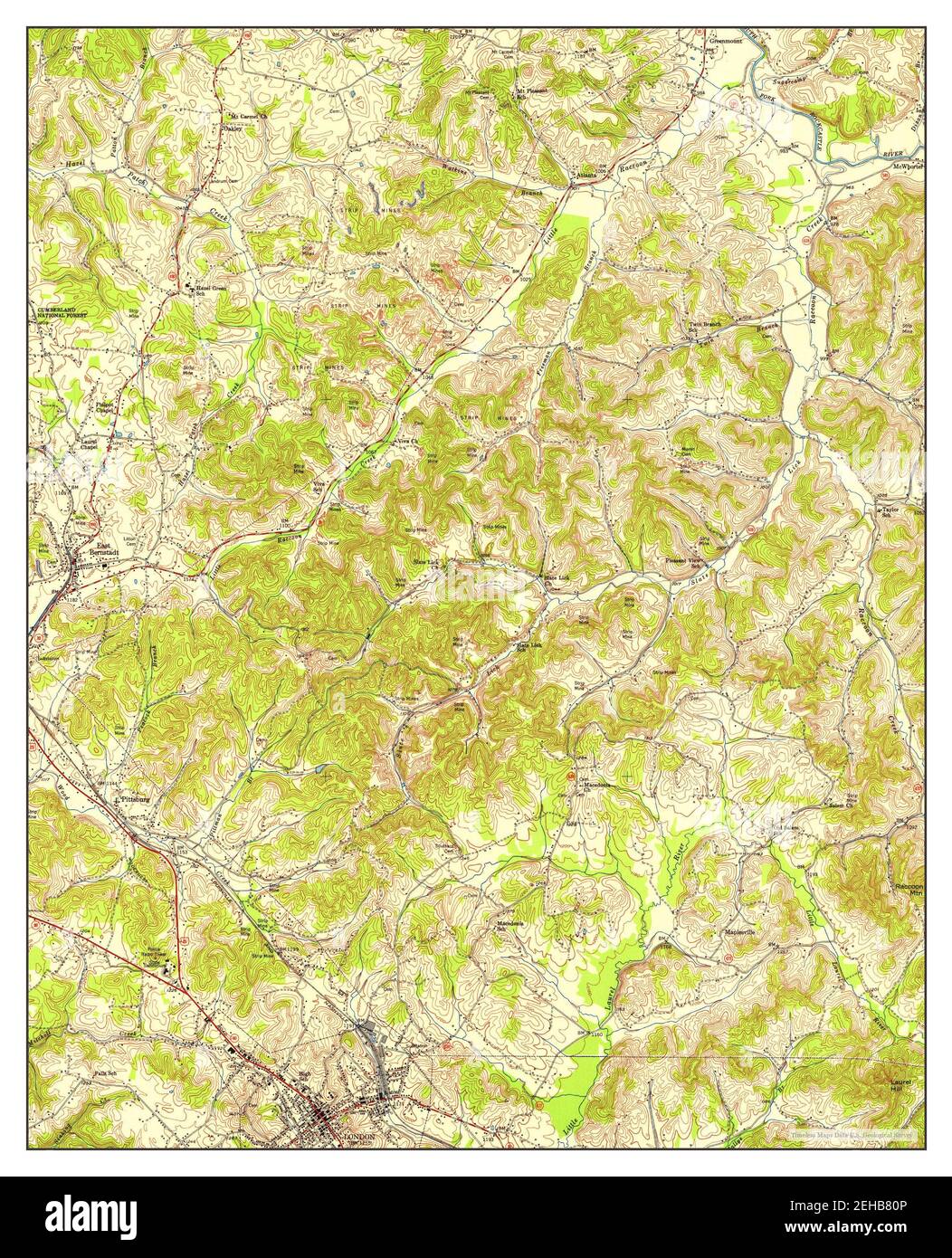 London, Kentucky, map 1952, 1:24000, United States of America by Timeless Maps, data U.S. Geological Survey Stock Photo