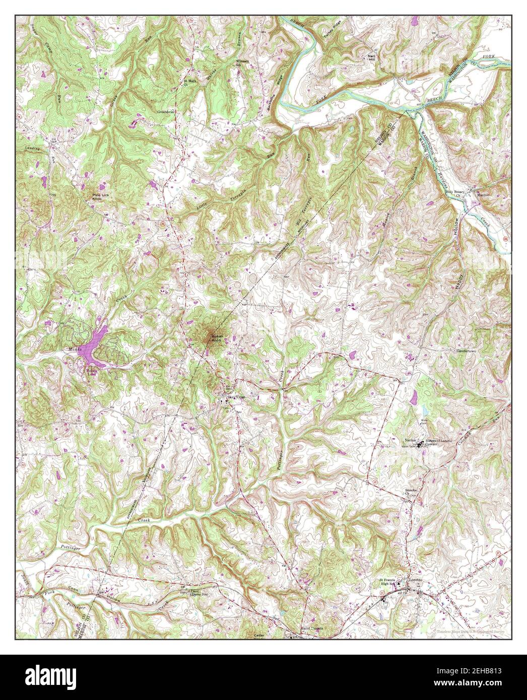 Loretto, Kentucky, map 1953, 124000, United States of America by