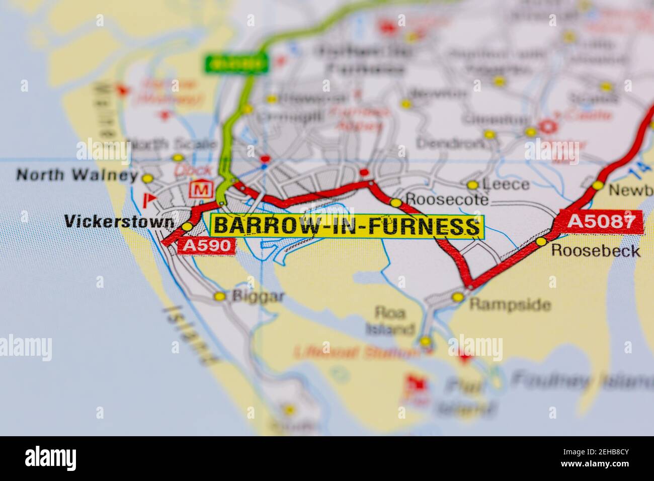 Street Map Of Barrow In Furness Barrow In Furness And Surrounding Areas Shown On A Road Map Or Geography Map  Stock Photo - Alamy