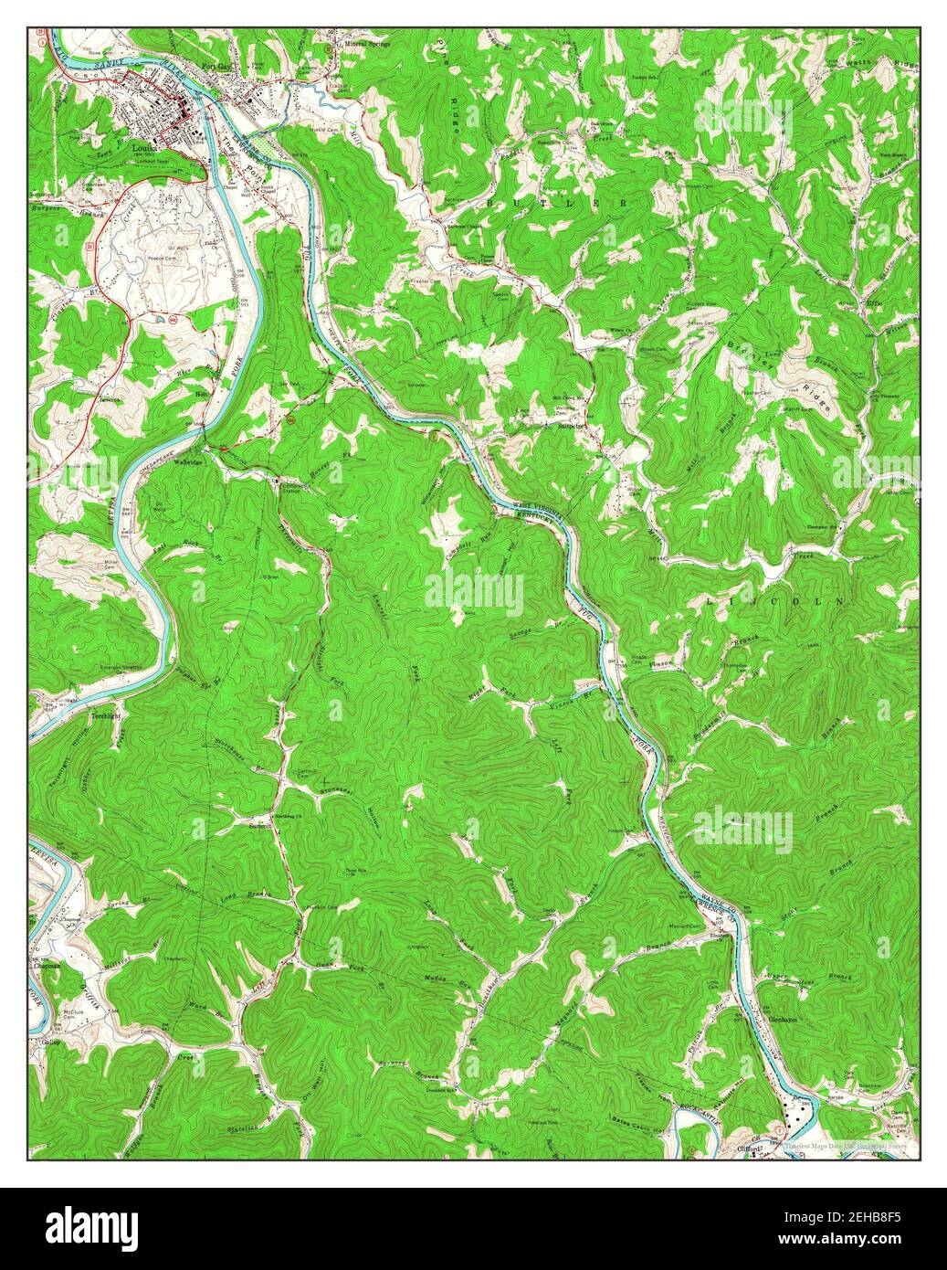 Louisa, Kentucky, map 1962, 124000, United States of America by