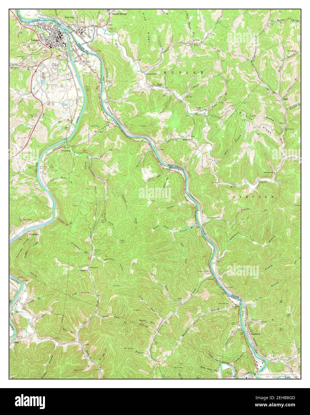 Louisa, Kentucky, map 1971, 124000, United States of America by