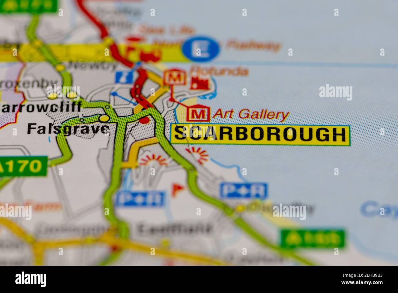 Scarborough and surrounding areas shown on a road map or Geography map