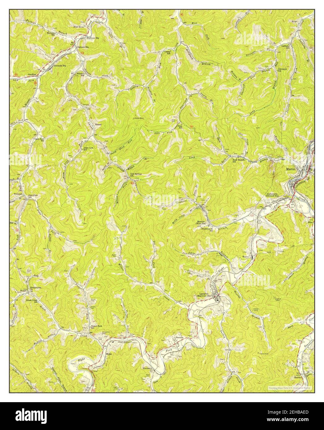 Martin, Kentucky, map 1954, 124000, United States of America by