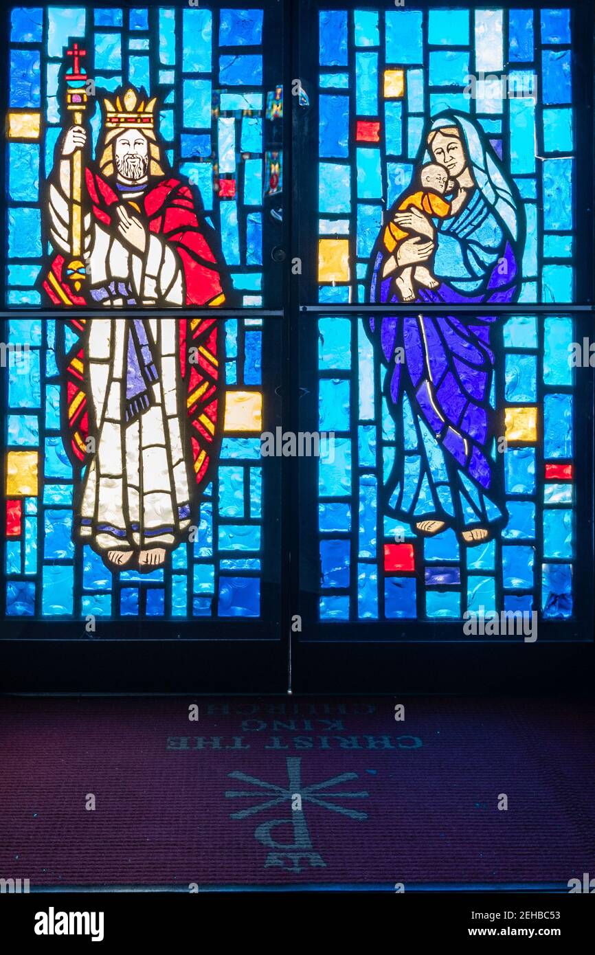 Stained glass at a church in Freeport, Bahamas, 2019 Stock Photo