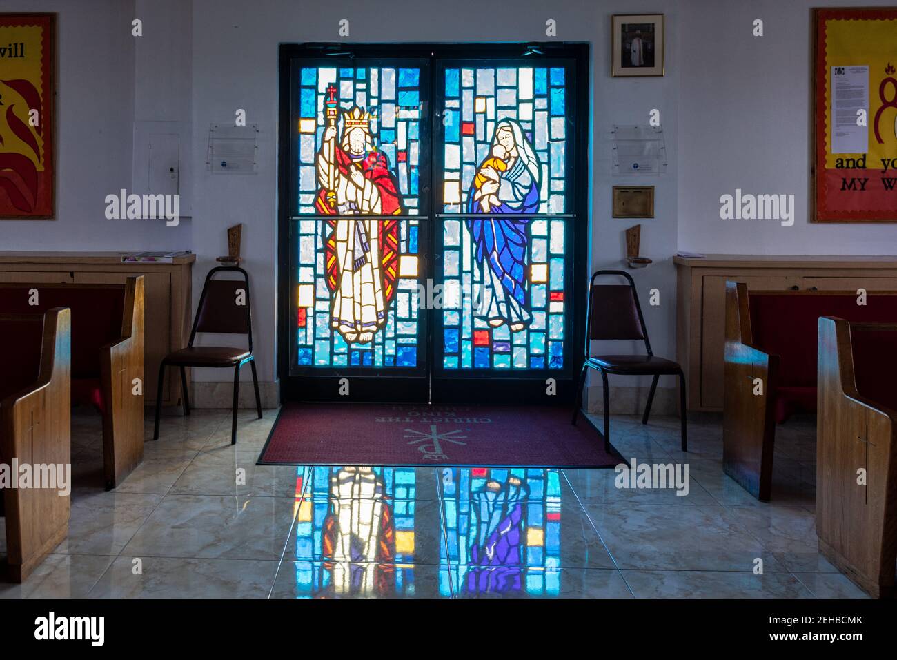Stained glass a a church in Freeport, Bahamas, 2019 Stock Photo
