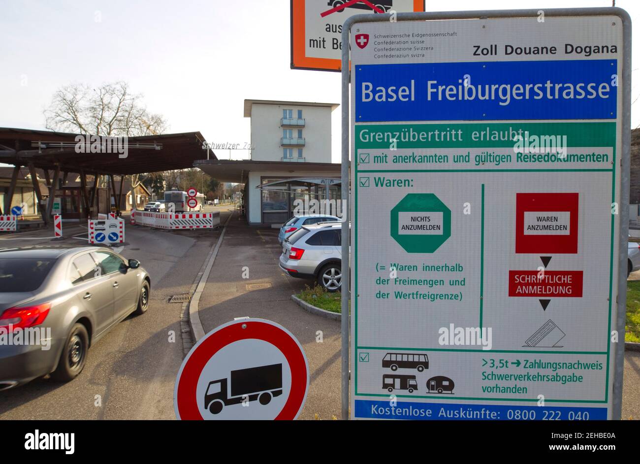 Weil am Rhein, Germany - February 19, 2021: German-Swiss Border in Weil ...