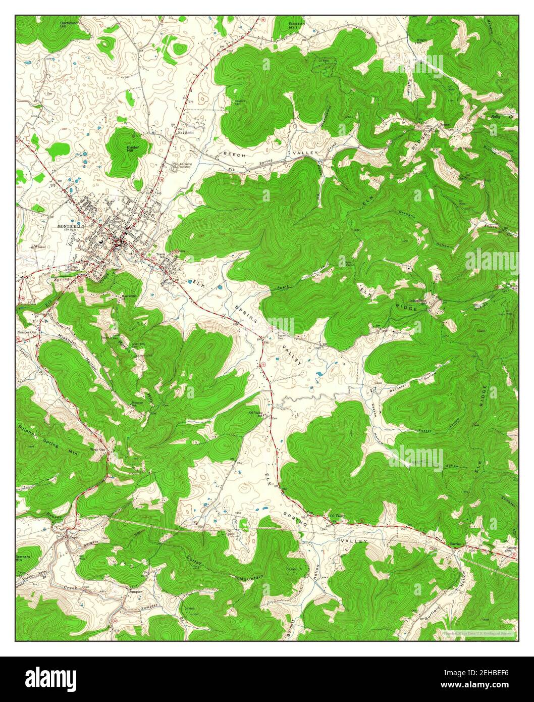 Monticello, Kentucky, map 1953, 124000, United States of America by Timeless Maps, data U.S
