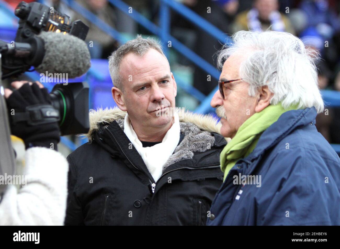 Football - Brighton & Hove Albion v Norwich City - Coca-Cola Football League One - Withdean Stadium Brighton - 09/10 - 13/2/10  Des Lynam and Norman Cook (aka Fat Boy Slim)   Mandatory Credit: Action Images / Paul Hazlewood Stock Photo