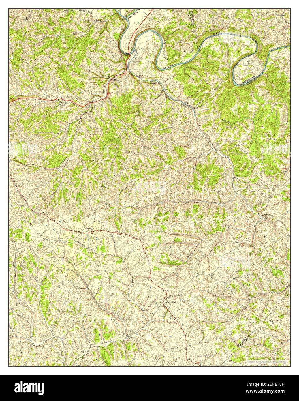 Moorefield, Kentucky, map 1953, 124000, United States of America by