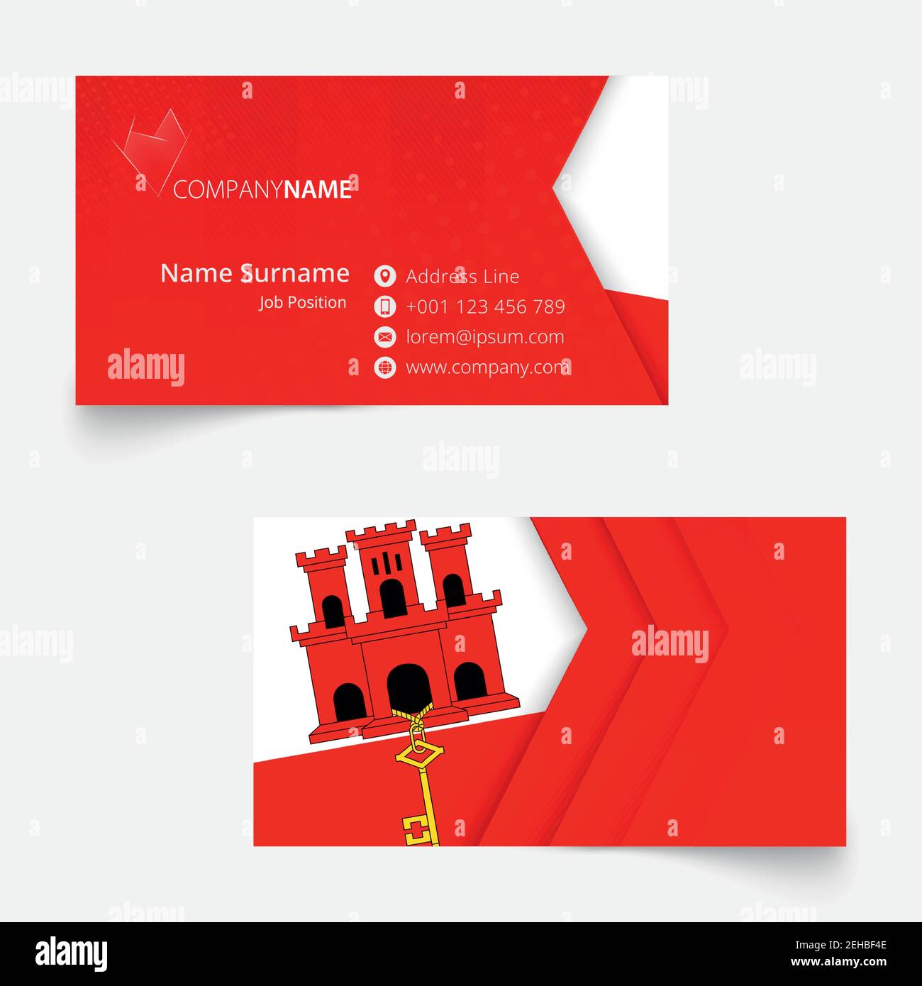 Gibraltar Flag Business Card, standard size (90x50 mm) business card