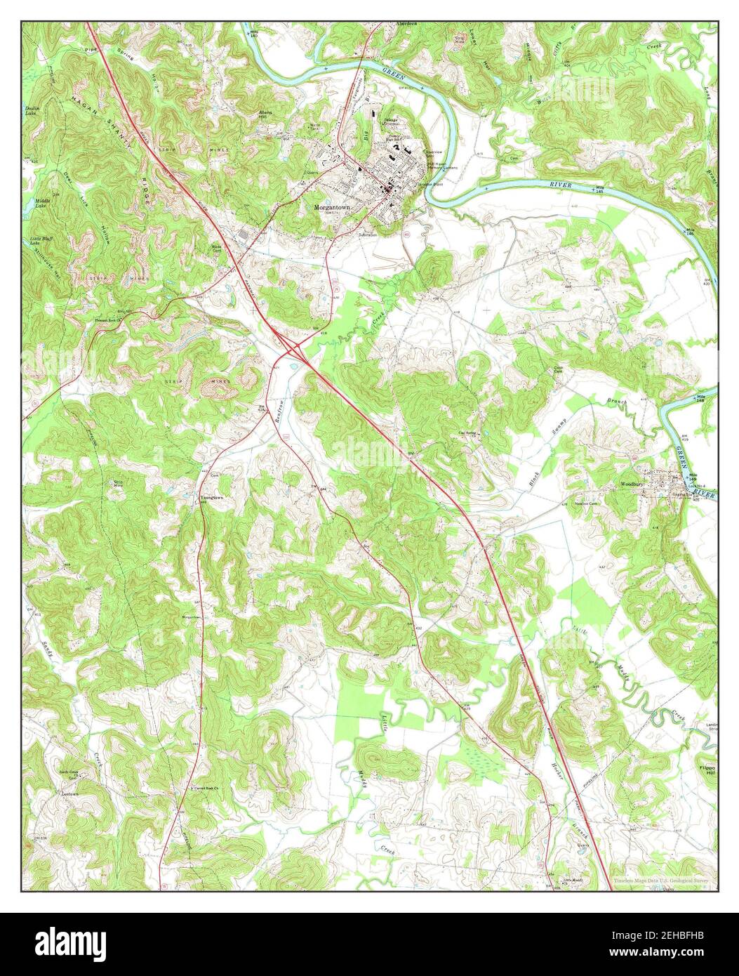 Kentucky, map 1973, 124000, United States of America by