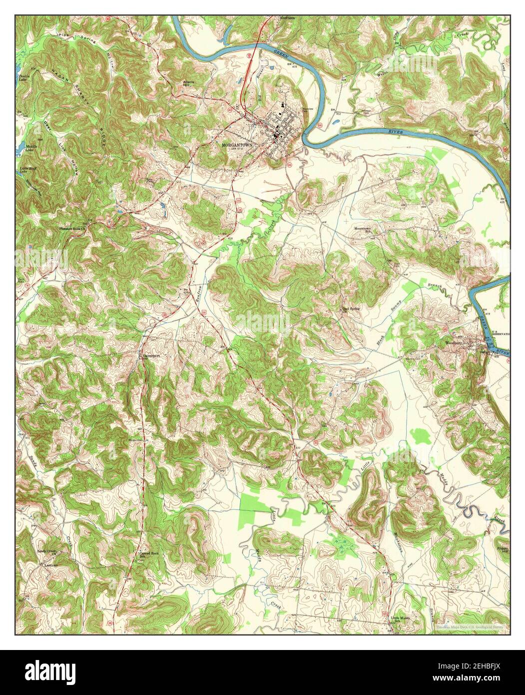 Kentucky, map 1954, 124000, United States of America by
