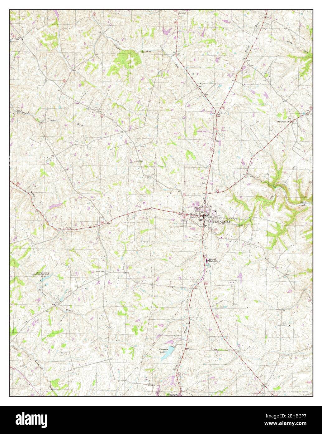 New Castle, Kentucky, map 1954, 124000, United States of America by