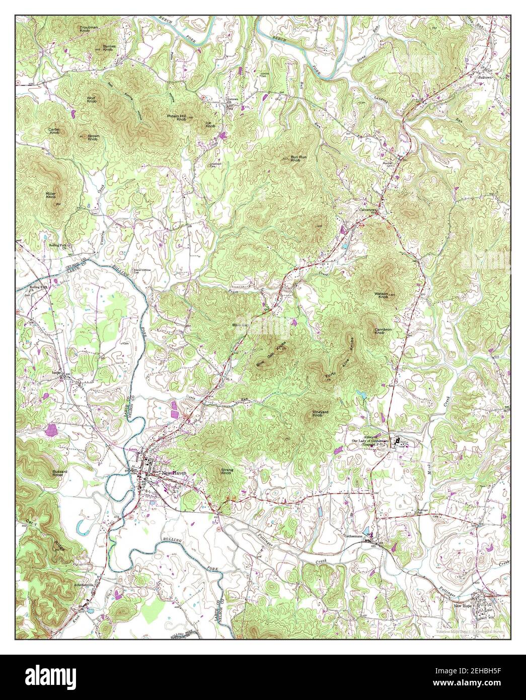 New Haven, Kentucky, map 1953, 124000, United States of America by