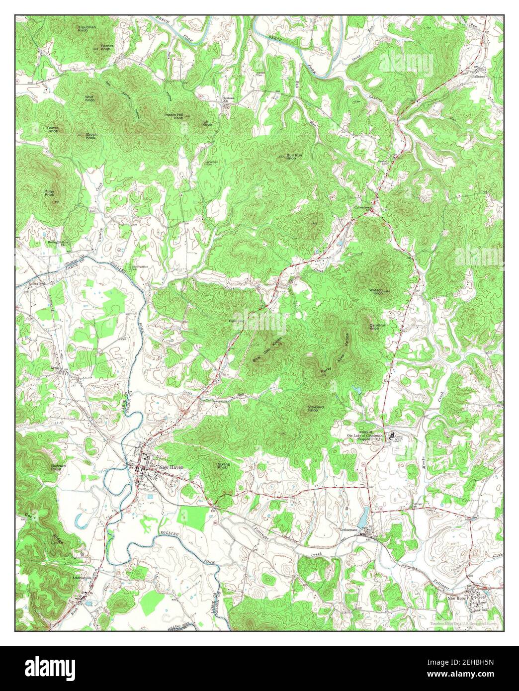 New Haven, Kentucky, map 1953, 124000, United States of America by