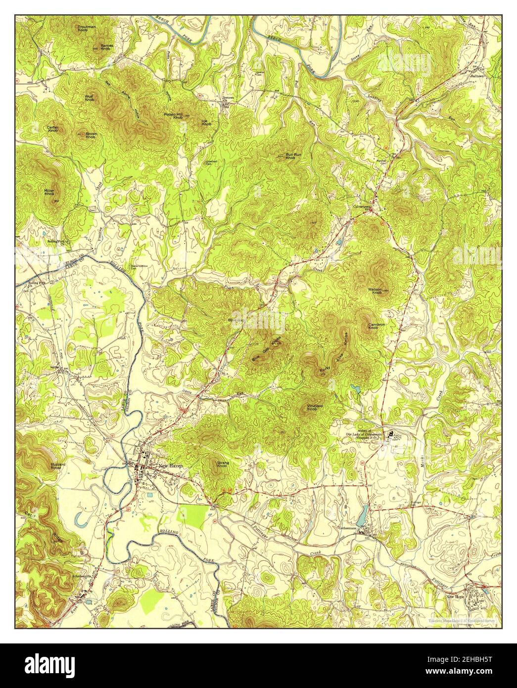 New Haven, Kentucky, map 1953, 124000, United States of America by