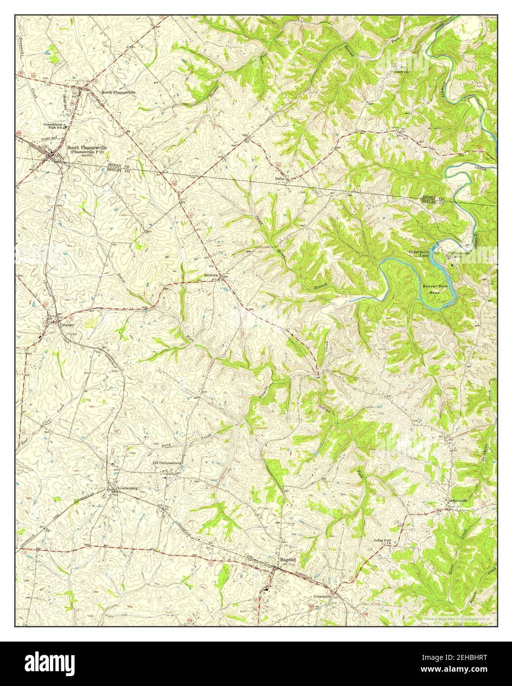 North Pleasureville, Kentucky, map 1954, 124000, United States of