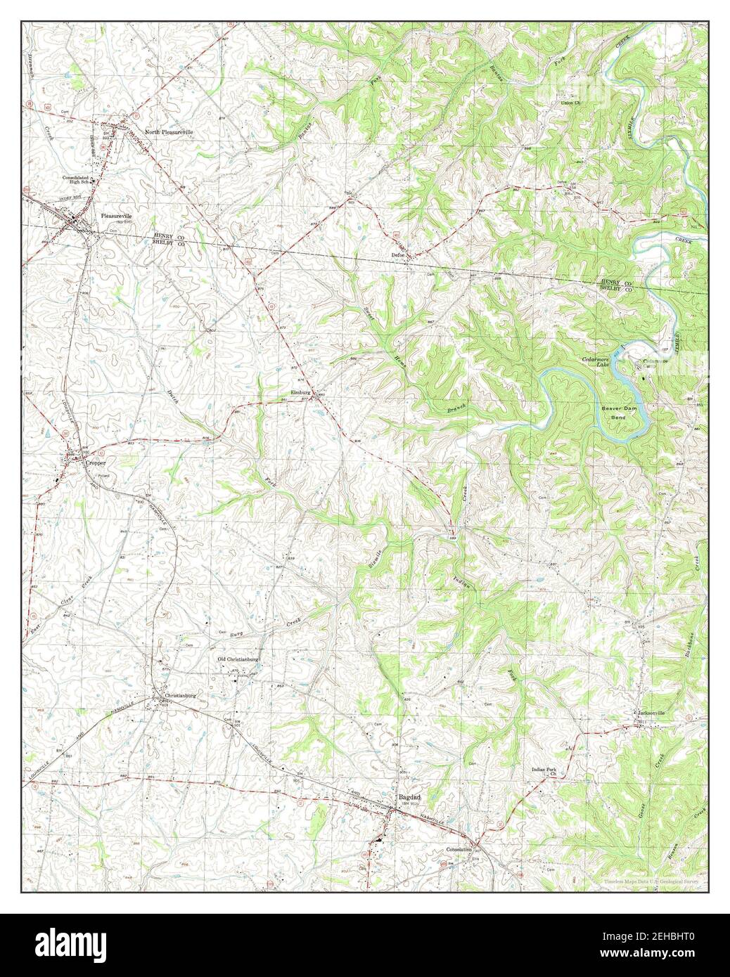 North Pleasureville, Kentucky, map 1954, 124000, United States of