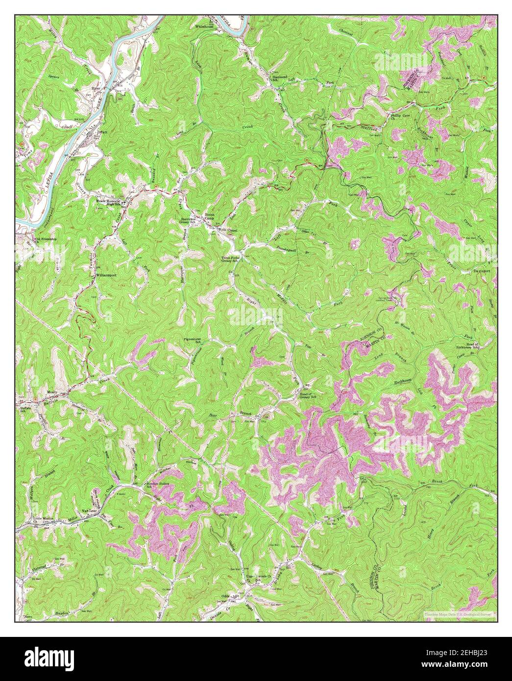 Offutt, Kentucky, map 1954, 124000, United States of America by