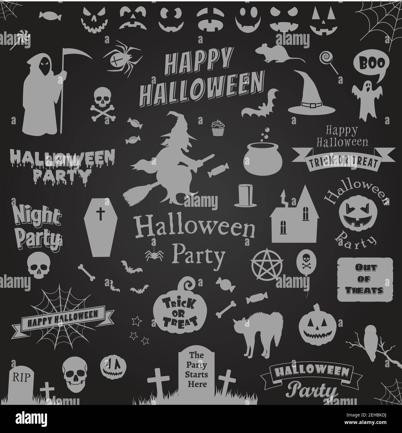 Set Of Halloween Labels And Elements Vector Illustration Template Set Of Halloween Labels And Elements Vector Illustration Template Stock Vector Image Art Alamy