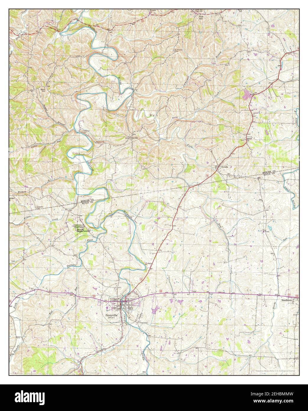 Perryville, Kentucky, map 1952, 124000, United States of America by